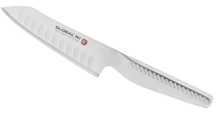 Global NI Japoński Ostry Nóż Kuchenny Do Warzyw Żłobiony 14cm 56 HRC GNM-01