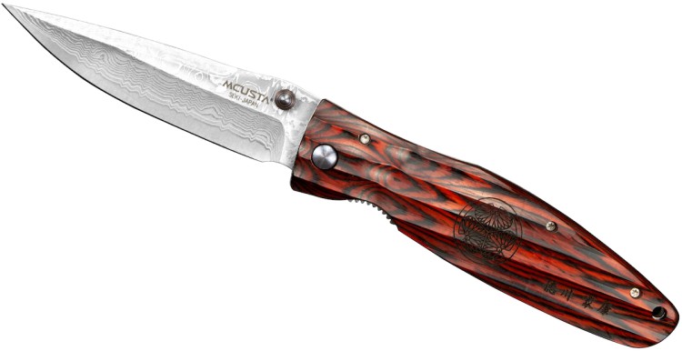 Mcusta Sengoku Red Pakka Damascus Japoński Nóż Składany 8,6cm