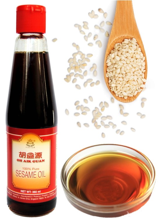 Olej Sezamowy z Prażonych Ziaren Sezamu Czysty Intensywny 360ml OH AIK GUAN