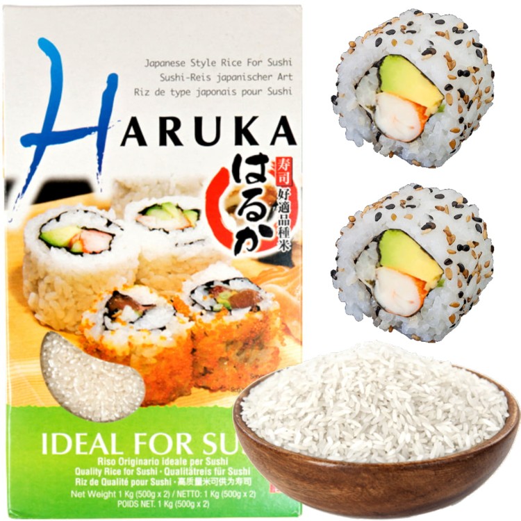 Ryż Kleisty Do Sushi Oryginalny Wysoka Jakość Okrągłe Ziarno (2x500g) 1kg HARUKA