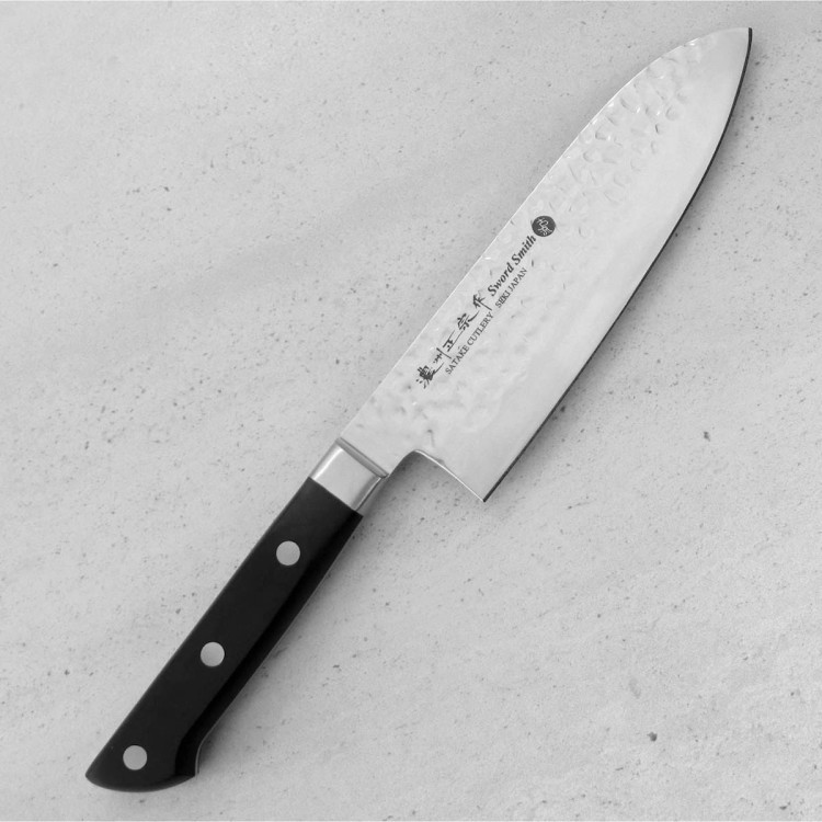 Satake Noushu Japoński Ostry Nóż Kuchenny Santoku 17cm w Drewnianym Pudełku