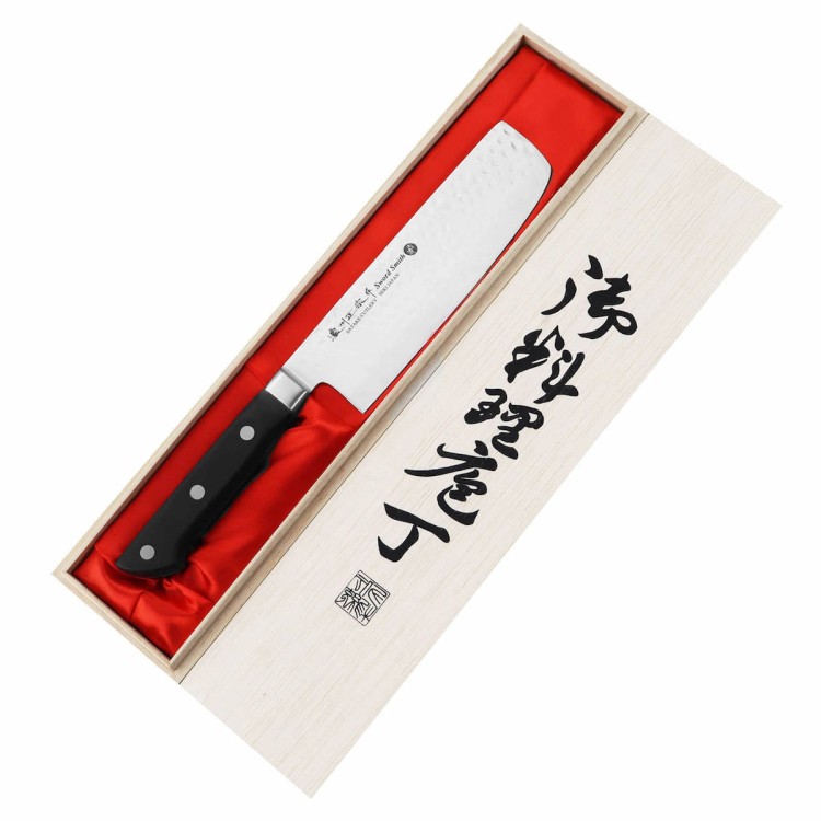 Satake Noushu Japoński Nóż Nakiri Do Siekania 16cm w Drewnianym Pudełku