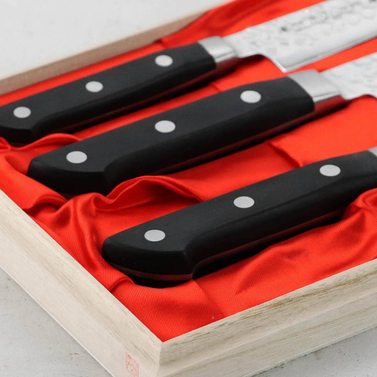 Satake Noushu Japoński Zestaw 3 Noży Na Prezent Drewniane Pudełko HG8792W