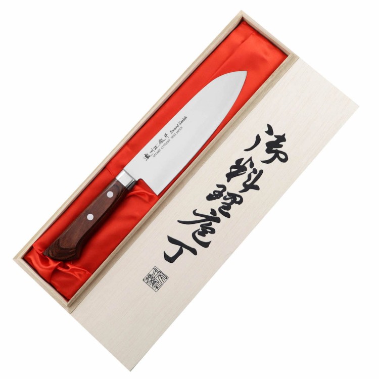 Satake Unique Shirogami Japoński Nóż Santoku Do Warzyw 17cm w Pudełku Etui
