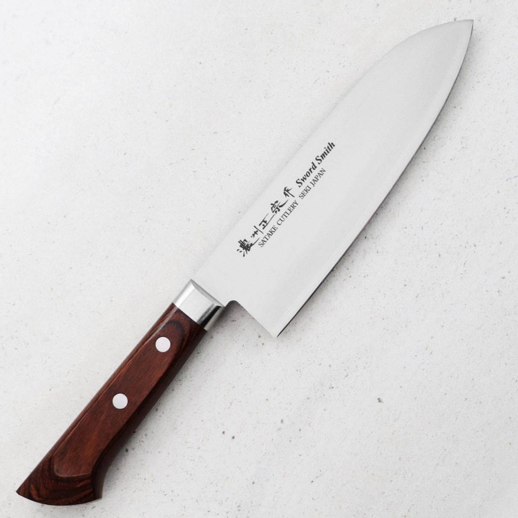 Satake Unique Shirogami Japoński Nóż Santoku Do Warzyw 17cm w Pudełku Etui