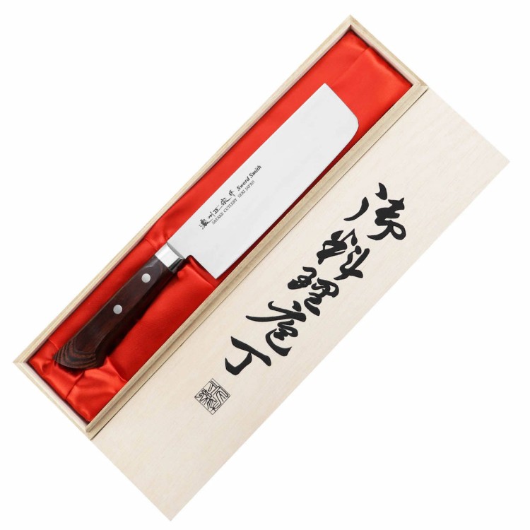 Satake Unique Shirogami Japoński Nóż Nakiri 17cm w Drewnianym Pudełku