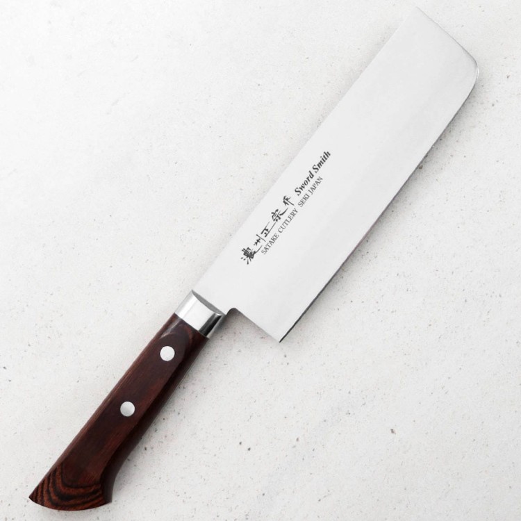 Satake Unique Shirogami Japoński Nóż Nakiri 17cm w Drewnianym Pudełku