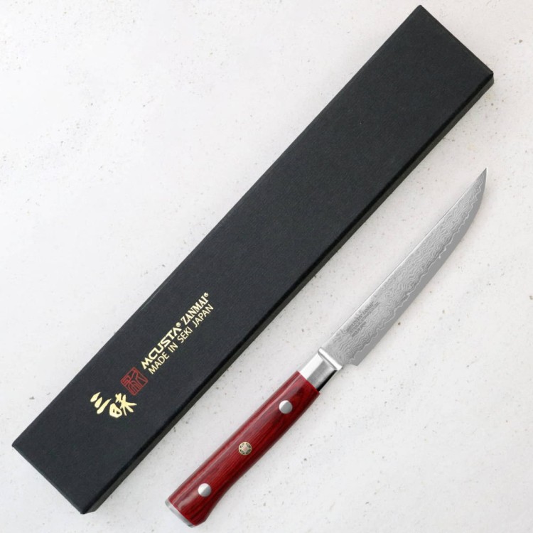 Mcusta Zanmai VG-10 Pro Flame Japoński Nóż Kuchenny Do Steków 61 HRC 11,5cm