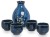 Niebieski Zestaw Komplet Do Podawania Japońskiego Sake Hana Blue 5 Element EDO JAPAN