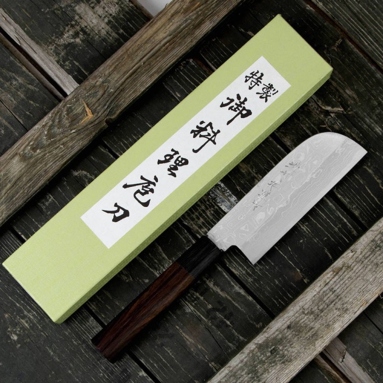 Hideo Kitaoka Shirogami Satin Japoński Nóż Tasak Kamagata Usuba 61 HRC 12cm