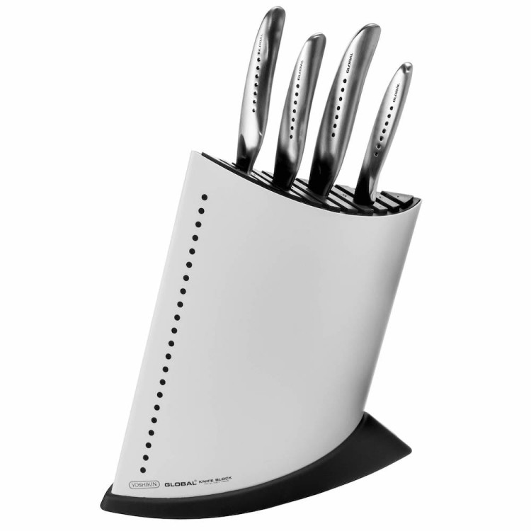 Global SAI Japoński Komplet Zestaw 4 Noży w Białym Dużym Bloku GKB-52CW