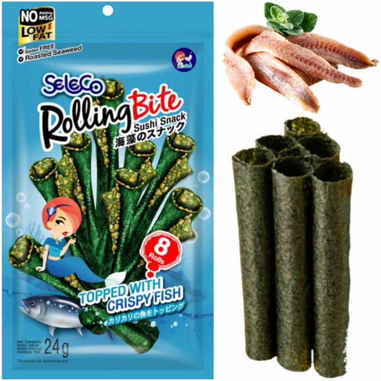 Tajskie Chrupiące Snacki z Glonów Wodorostów Nori Rybne Roll 28g SELECO