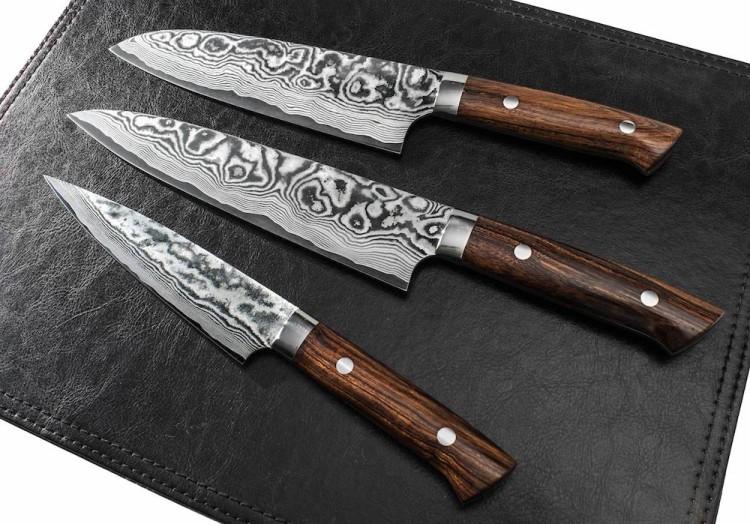 Takeshi Saji IW Ręcznie Kuty VG-10 Japoński Nóż Kuchenny Santoku 61HRC 18cm