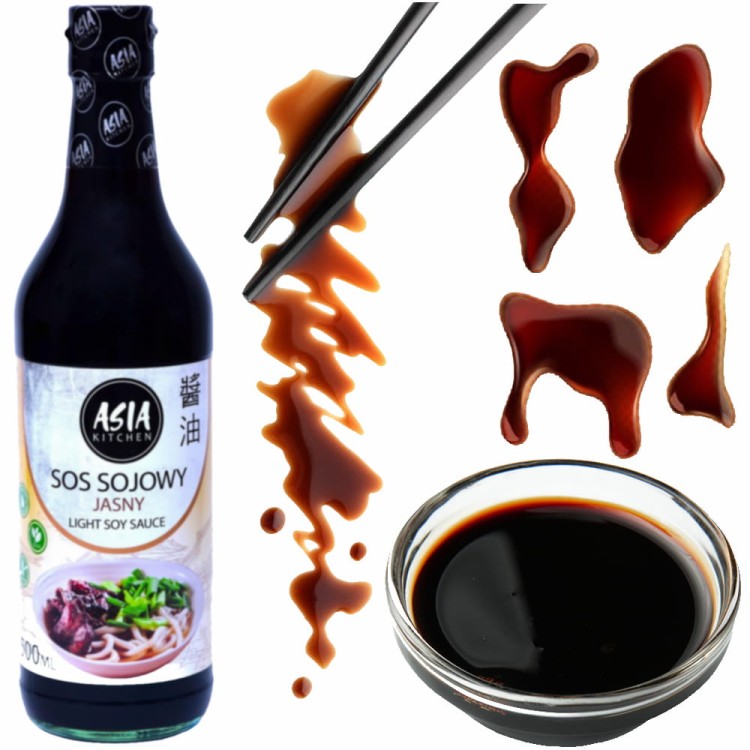 Chiński Sos Sojowy Jasny Bezglutenowy Dobry Skład Dieta Bez Glutenu 500ml ASIA KITCHEN