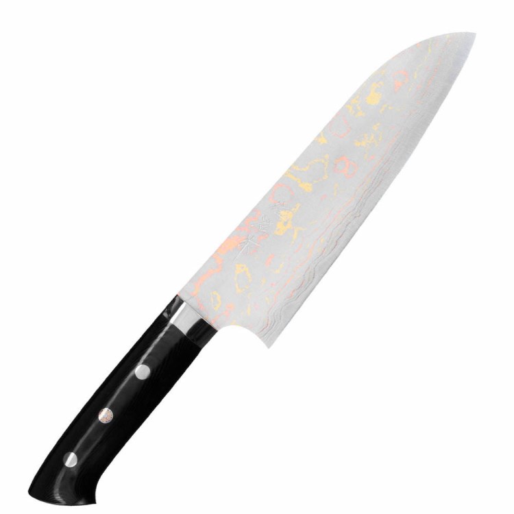 Takeshi Saji Blue Steel Ręcznie Kuty Japoński Nóż Kuchenny Santoku 18cm