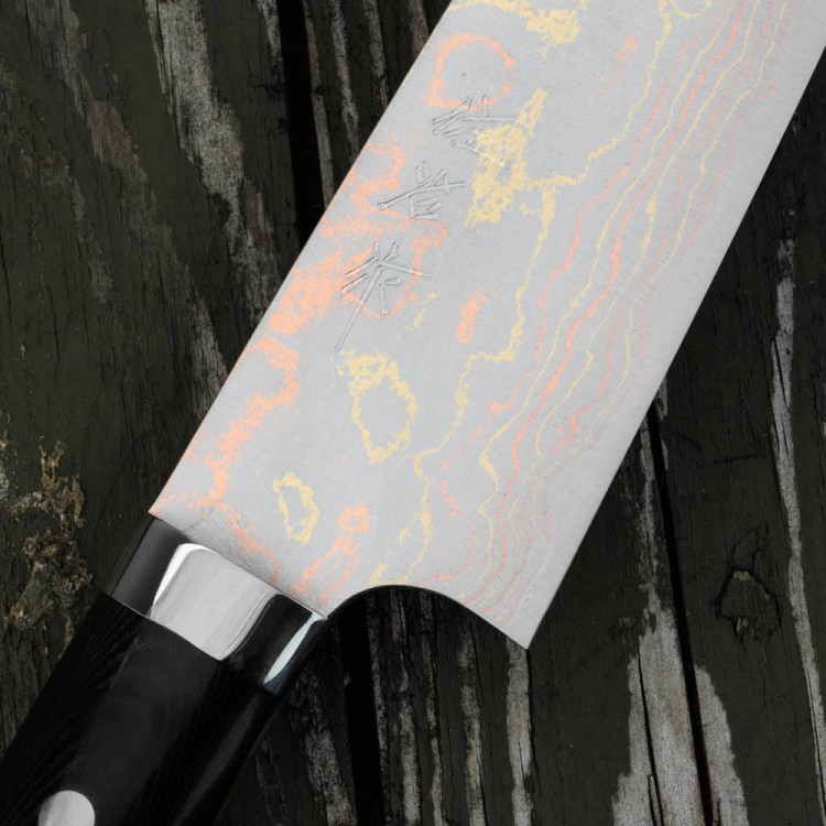 Takeshi Saji Blue Steel Ręcznie Kuty Japoński Nóż Kuchenny Santoku 18cm