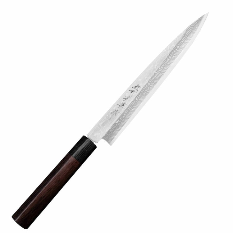 Hideo Kitaoka Shirogami Satin Damascus Japoński Nóż Yanagi Sashimi Do Sushi 21cm