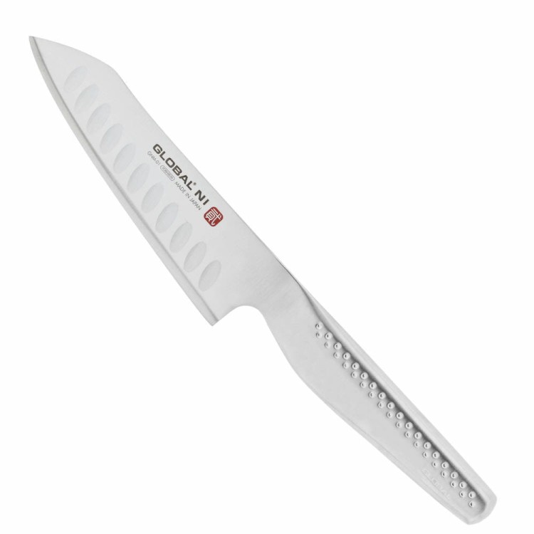 Global NI Japoński Ostry Nóż Kuchenny Do Warzyw Żłobiony 14cm 56 HRC GNM-01