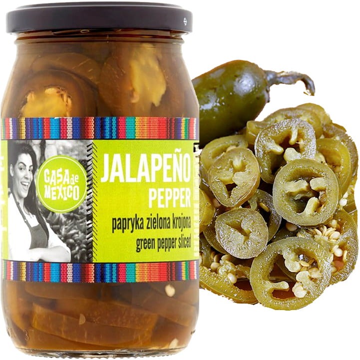 Turecka Papryka Zielona Jalapeno Papryczki Jalapenos Nacho Plasterki 340g CASA DE MEXICO
