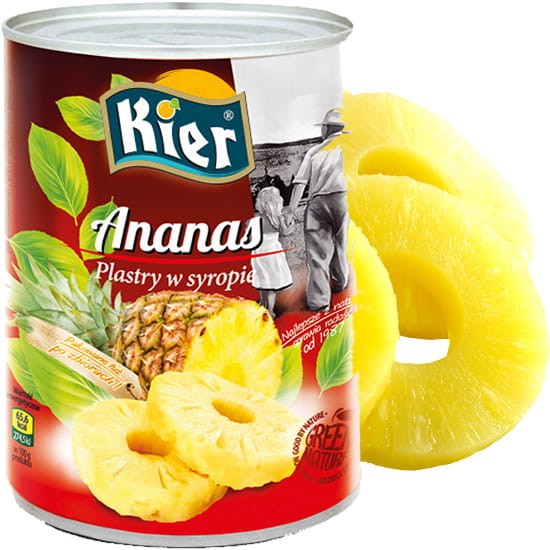 Ananas Kawałki w Lekkim Syropie Do Gotowania i Deserów w Puszce 565g KIER