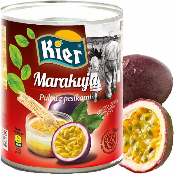 Marakuja Pulpa z Pestkami Egzotyczny Przecier Puree Do Deserów 850g KIER