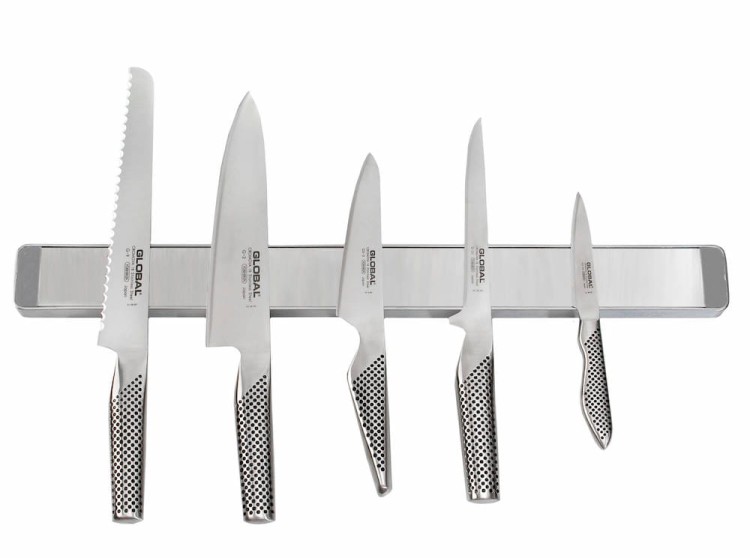 Global Japoński Zestaw Listwa Magnetyczna Gładka 51cm z 5 Nożami G-90/51-SET5