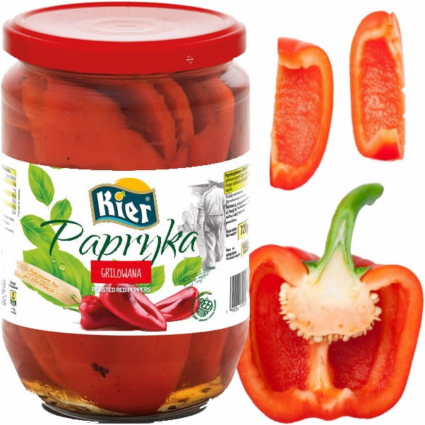 Papryka Grillowana Pokrojona Ćwiartki Do Sałatki w Słoiku Zalewie 690g KIER