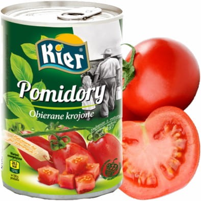 Włoskie Pomidory Obrane Krojone Kostka w Puszce Pakow Po Zbiorach 400g KIER