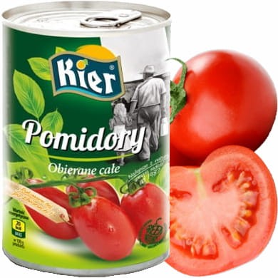Włoskie Pomidory Obrane Całe w Puszce Pakowane Po Zbiorach 400g KIER