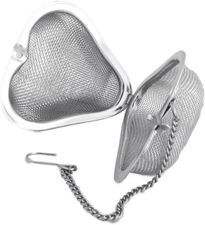 Zaparzacz Sitko Do Herbaty i Ziół Stalowe Serce z Łańcuszkiem ROYAL TEA