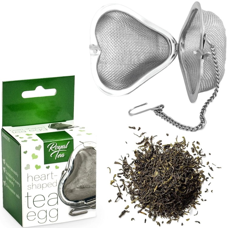 Zaparzacz Sitko Do Herbaty i Ziół Stalowe Serce z Łańcuszkiem ROYAL TEA