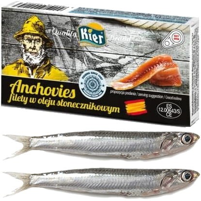 Filety Anchovies Anchois w Oleju Słonecznikowym w Puszce Kwasy Omega 45g KIER