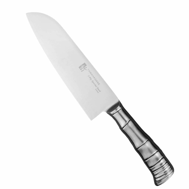 Tamahagane Bamboo VG-5 Japoński Nóż Kuchenny Santoku Do Warzyw 61HRC 17,5cm