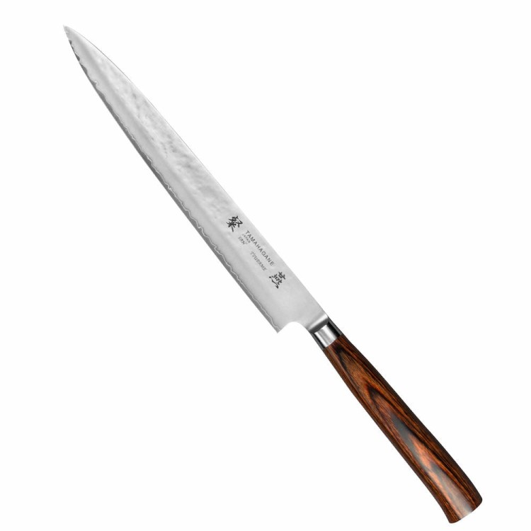 Tamahagane Tsubame Brown VG-5 Japoński Nóż Kuchenny Sashimi Do Sushi Filetowania 61HRC 24cm