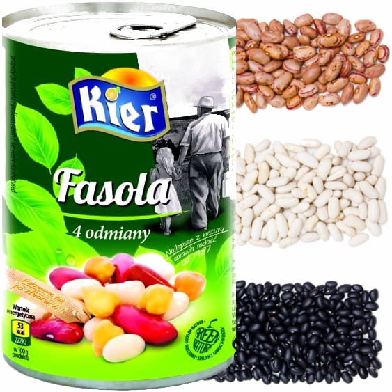 Włoska Fasola 4 Odmiany Kolorowa w Zalewie Puszce Źródło Białka 400g KIER