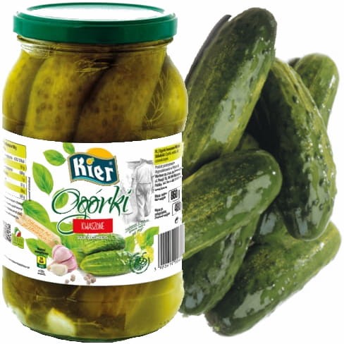 Kiszone Ogórki Kwaszone w Zalewie w Słoiku Pickled Cucumbers 860g KIER