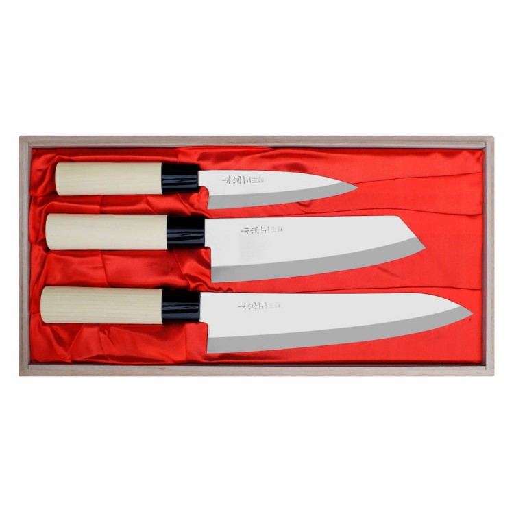 Satake Megumi Zestaw 3 Noży w Drewnianym Pudełku