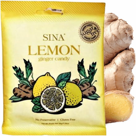 Cukierki Imbirowe z Cytryną Bez Cukru 36g SINA