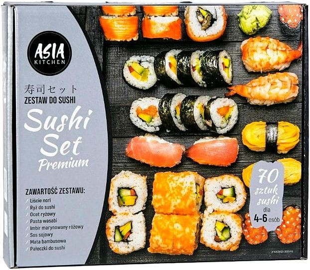 Zestaw Do Sushi Set Premium SILVER 70 Sztuk Idealny Na Prezent ASIA KITCHEN