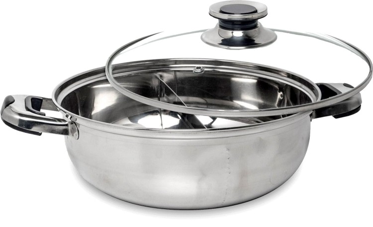 Chiński Garnek Fondue Dzielony Hot Pot Średnica 26cm Stal Nierdzewna REMO