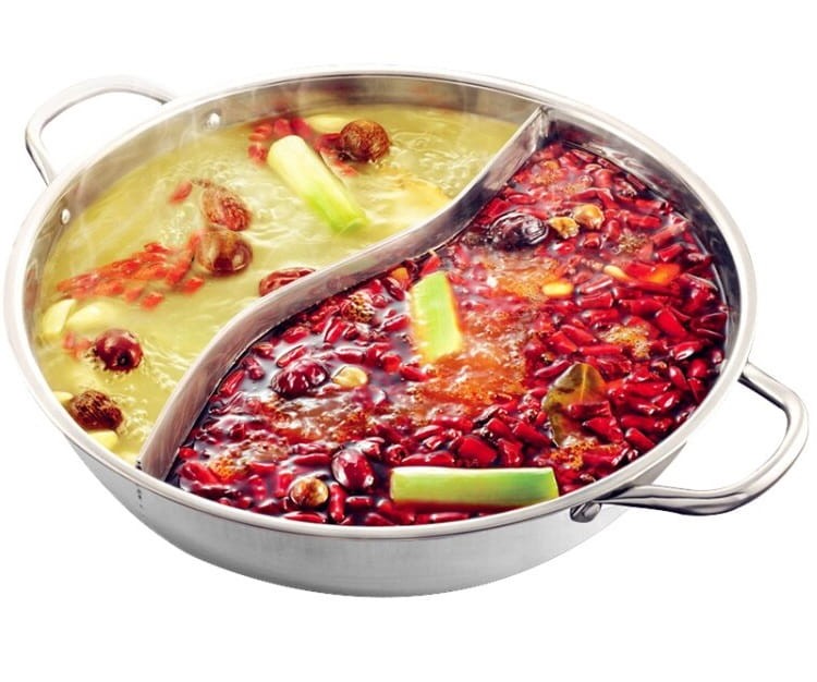 Chiński Garnek Fondue Dzielony Hot Pot Średnica 28cm Stal Nierdzewna REMO