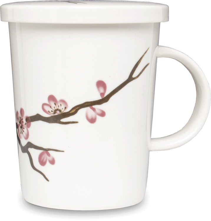 Biały Kubek Do Herbaty z Ceramicznym Filtrem SAKURA 300ml ROYAL TEA