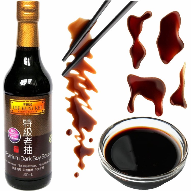 Chiński Sos Sojowy Ciemny Premium BEZ GMO Intensywny Smak 500ml LEE KUM KEE