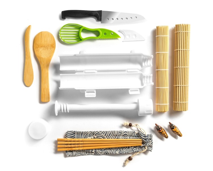 Zestaw Do Robienia Sushi DELUXE 14 Akcesoriów Mata Roller Nóż Na Prezent