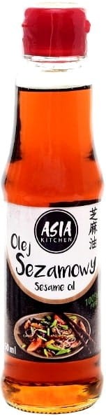 Chiński Zdrowy Olej Sezamowy z Prażonych Ziaren Sezamu 150ml ASIA KITCHEN