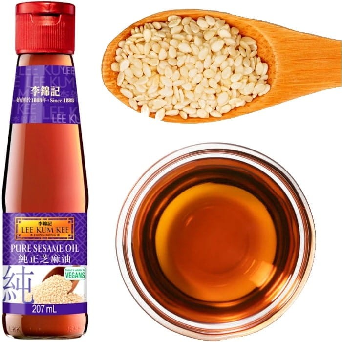 Chiński Zdrowy Olej Sezamowy z Prażonych Ziaren Sezamu Czysty Skład 207ml LEE KUM KEE