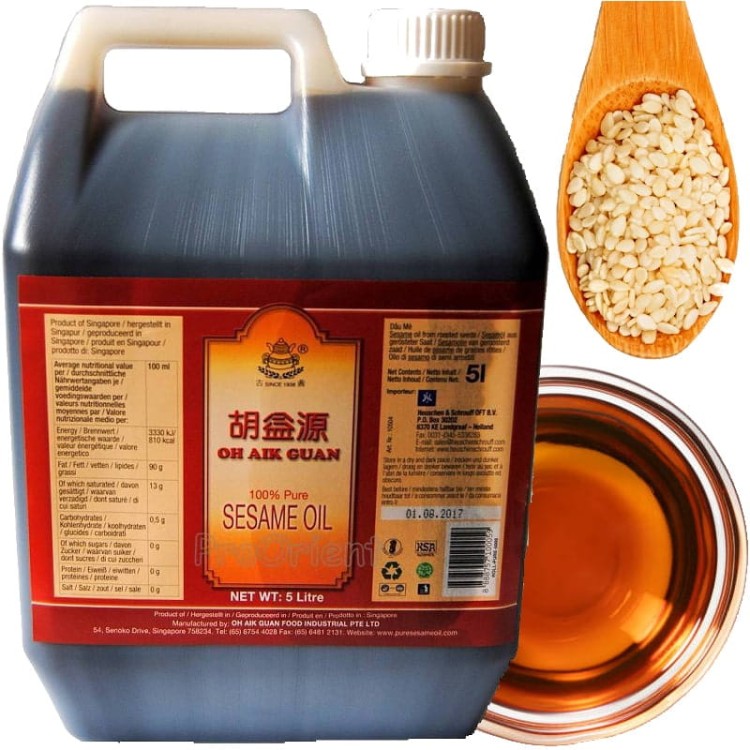 Olej Sezamowy z Prażonych Ziaren Sezamu Gastronomiczny 5000ml 5L OH AIK GUAN