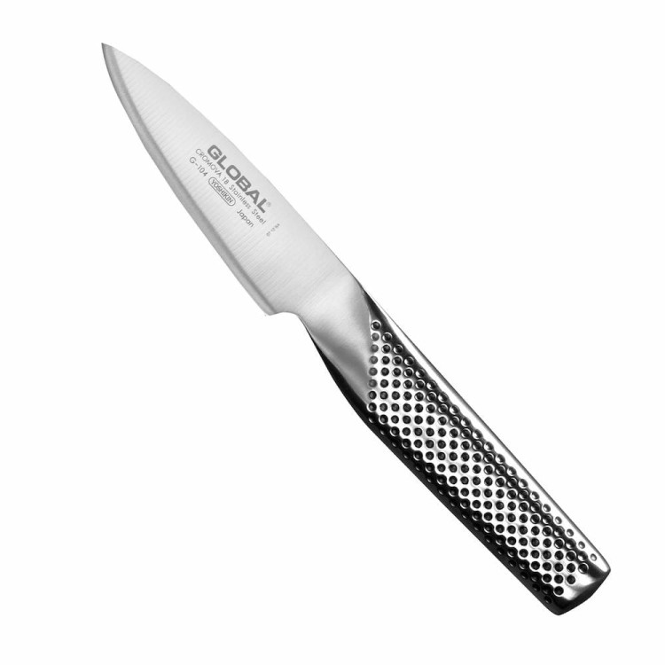 Global Japoński Ostry Nóż Kuchenny Do Obierania Owoców i Warzyw 56-58 HRC 10cm G-104