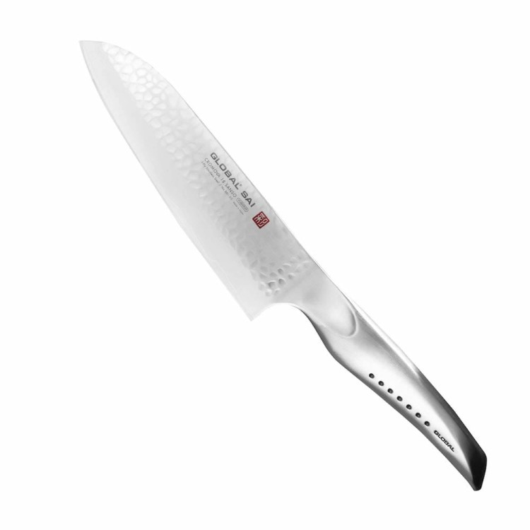 Global SAI Japoński Ostry Nóż Kuchenny Santoku Do Warzyw 56 HRC 19cm SAI-03