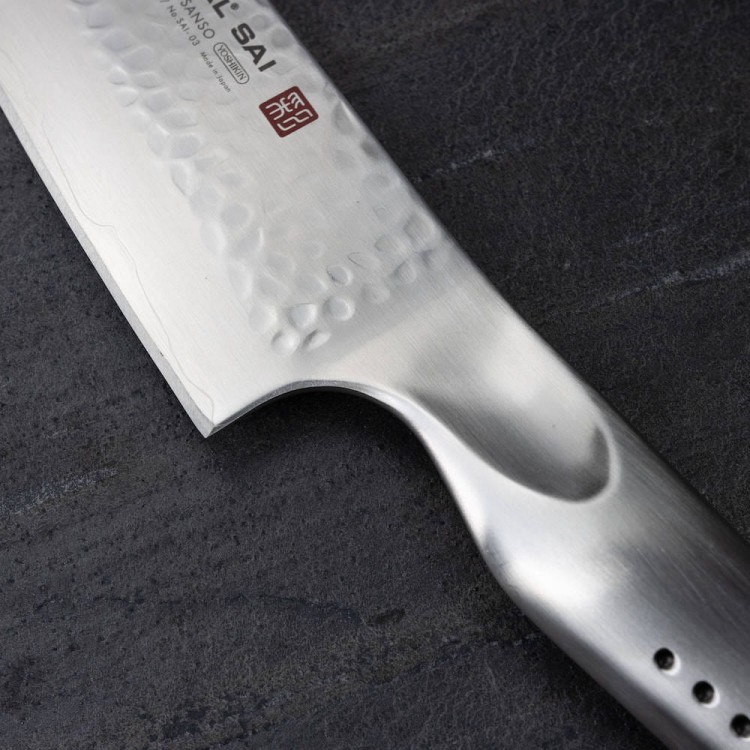 Global SAI Japoński Ostry Nóż Kuchenny Santoku Do Warzyw 56 HRC 19cm SAI-03